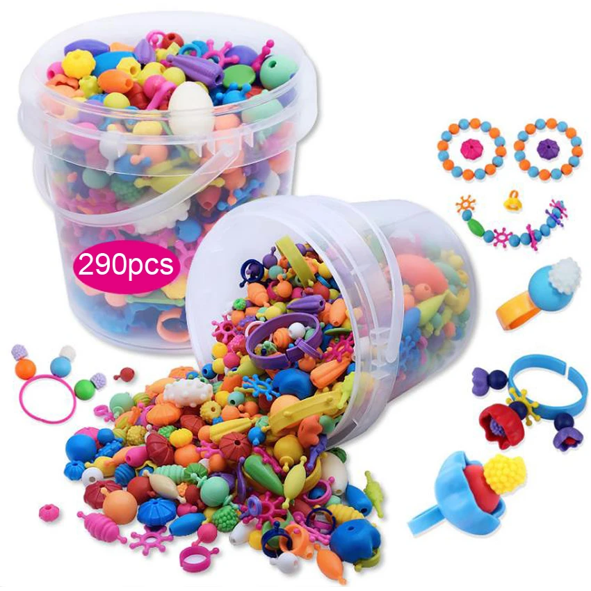 DOLLRYGA 290 шт/бочонок knutselen kinderen DIY беспроводные бусины детская игрушка Детские игрушки Детские ремесленные радужные бусины Подарок ткацкий станок полосы