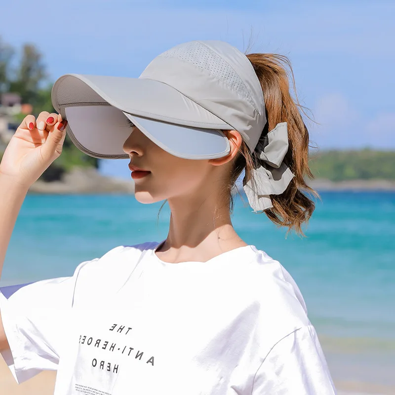 Summer Sun Hat Visor Caps Female Scalable Brim Empty Top Baseball Cap UV Protection Beach Sun Visor Hats For Women sun hats,ladies baseball caps,visor hat