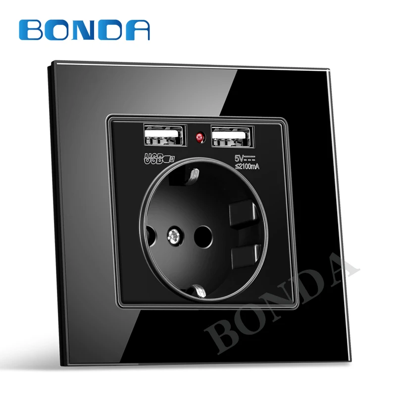 Штепсельная Вилка европейского стандарта с usb разъемом стеклянная штепсельная