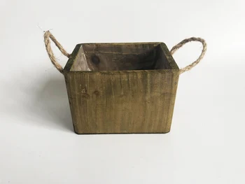 

8Pcs/Lot 12.5X9.5XH9CM DIY Succulent Planter Wood Box Craft Case Wholesale Flower Pot with Plastic Inner
