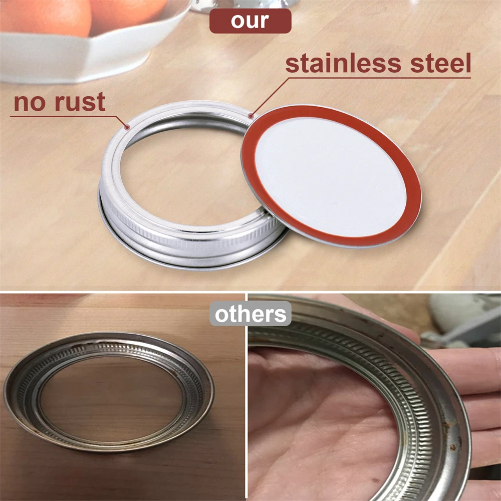 24 Sets Regular Mouth Canning Lids for Ball, Split-Type Metal Mason Jar Lids for Canning, Silver/70 MM/Lids & Rings/Bands