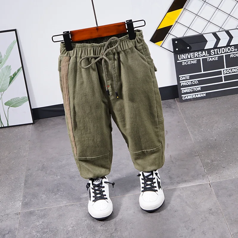 

DFXD Toddler Baby Boy Pants Spring Autumn Kids Clothes Long Solid Casual Trousers Children Cargo Pants For 2-8Year Army Green