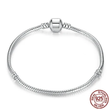 

Base Snake Chain Authentic 925 Sterling Silver Bracelet Fits Pan Bracelets Girls Sieraden For Women Jewelry Gifts Mary Bangles