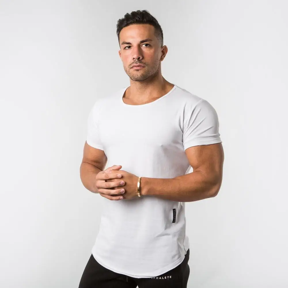 

2019 New ALPHALETE T-Shirts Men Short Sleeve T-shirt Cotton Mens Tees Tops Gyms Fitness Bodybuilding T-Shirts Brand Clothing