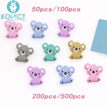 

Kovict 50/100/200/500pcs 28mm Silicone Beads Mini Koala bead Baby Silicone Teether Food Grade Rodents DIY Baby Teething Toys