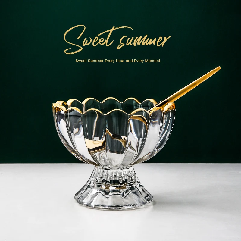 Творческий Пномпень цветок стеклянная кружка мороженое Кубок молочного коктейля чашки для десерта емкость для смузи и блюдца Сочетание Стеклянная тарелка