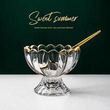 Творческий Пномпень цветок стеклянная кружка мороженое Кубок молочного коктейля чашки для десерта емкость для смузи и блюдца Сочетание Стеклянная тарелка