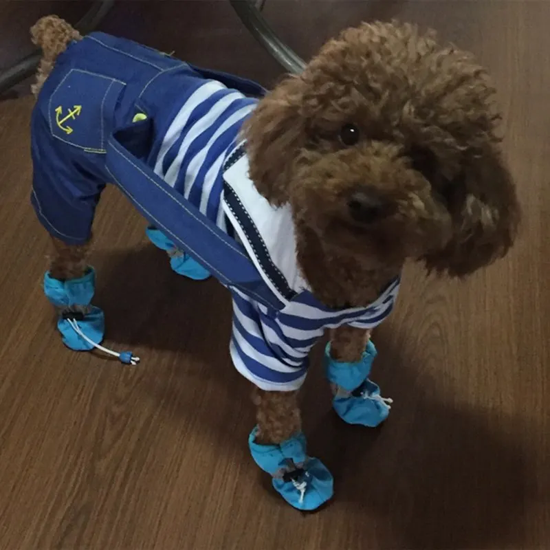 방수 겨울 애완견 신발, 미끄럼 방지 레인 스노우 부츠, 두껍고 따뜻한 신발, 작은 고양이 강아지 양말 부티, 4 개/세트