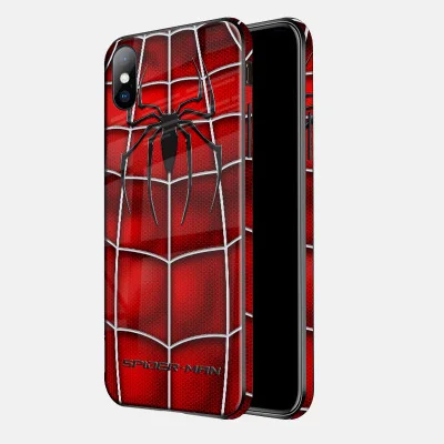Spiderman2 Роскошный чехол из закаленного стекла для телефона Железный человек Человек-паук чехол для iPhone 11 6 6s 7 8 Plus X XR XS Max задняя крышка чехол Marvel Мстители - Цвет: Spiderman2