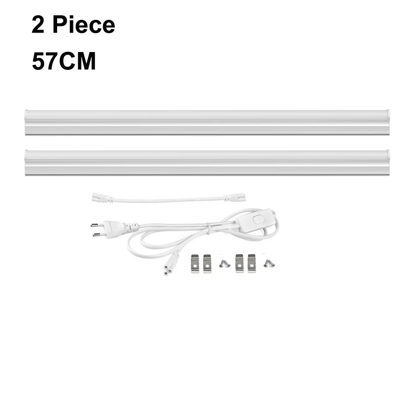 2pcs 57cm T5 профиль светодиодный светильник для кухни 29 см 57 см светодиодный светильник для шкафа 6 Вт 10 Вт 220 В Ночной светильник для шкафа с адаптером питания ЕС - Испускаемый цвет: 2pcs 57cm