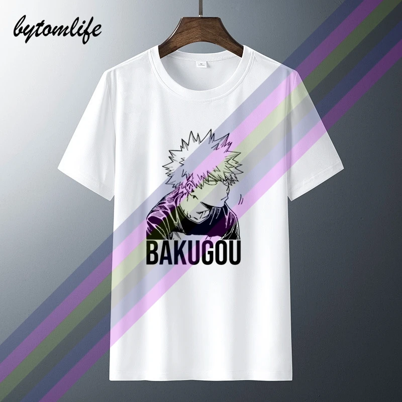 Funny Bakugou Katsuki Tshirt My Hero Academia T Shirt Men's Summer 100% Cotton Short Sleeves Popular Normal Tee Shirts Tops | Мужская