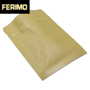 

6*8cm 200Pcs / Lot Nut Tea Powder Heat Seal Kraft Paper Aluminum Foil Zipper Top Package Storage Bag Retro Kraft Pack Pouch