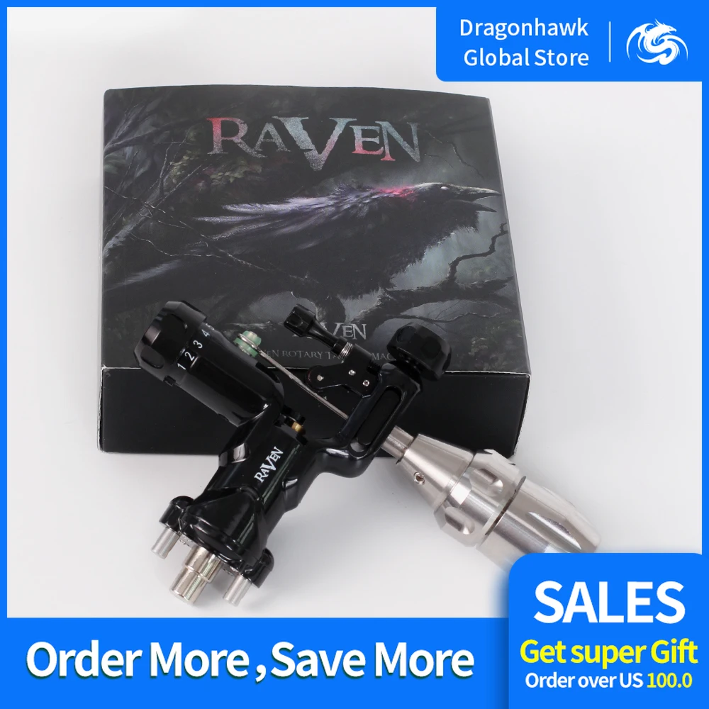 Ротационная тату машинка Dragonhawk Ворон пистолет черный точный двигатель машина