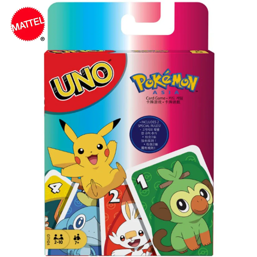 Игровые карты Mattel UNO с покемоном щит меча развлечение для всей семьи забавная