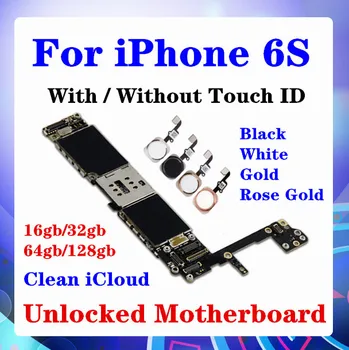 

For iPhone 6S Motherboard Without / With Touch ID Unlocked iCloud IOS Installed Board 16GB 32GB 64GB 128GB Mainboard With Chips