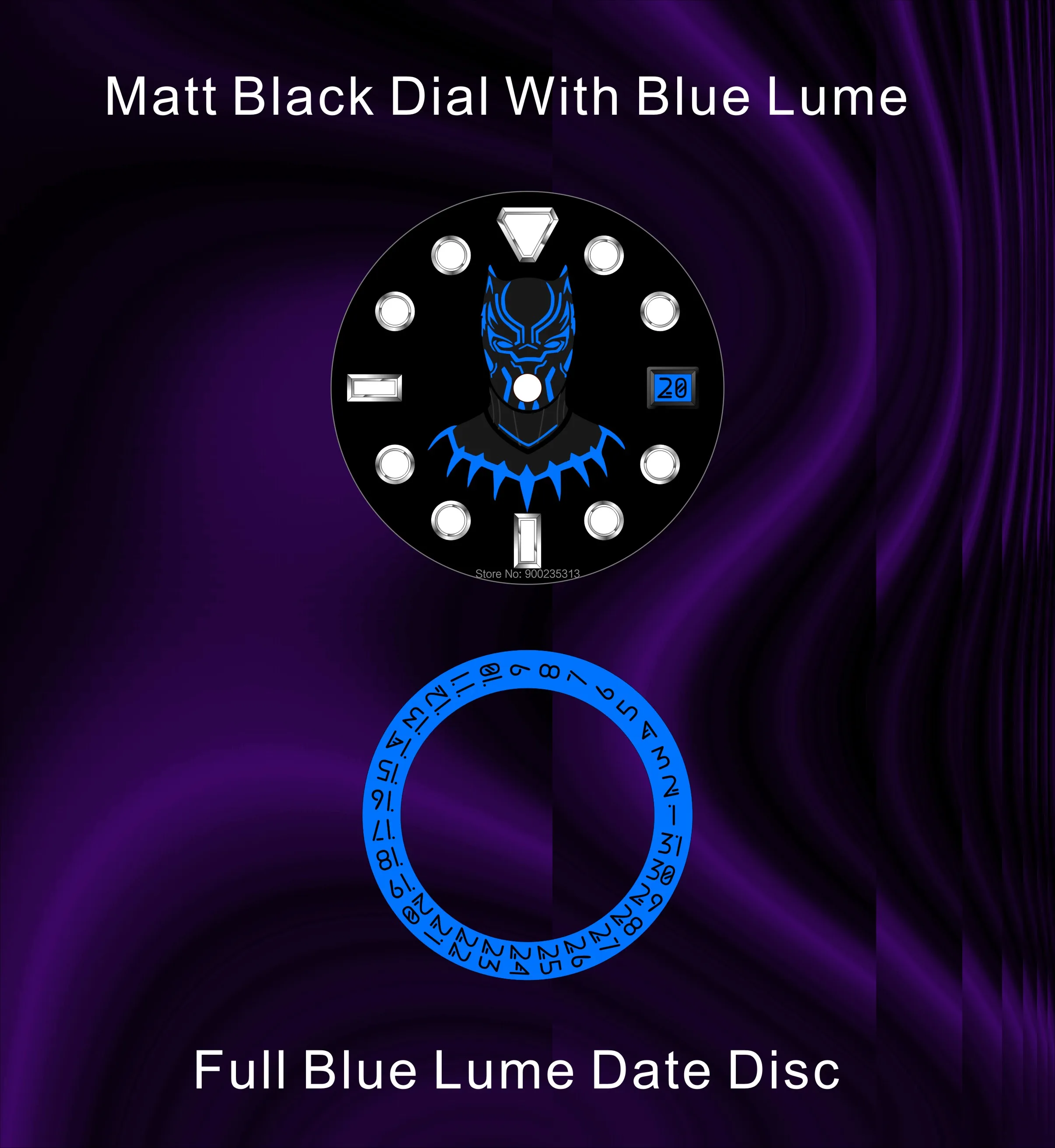 

Dial maker black panther dial blue dial and date disc Set sale SKX007 Nh35 dial
