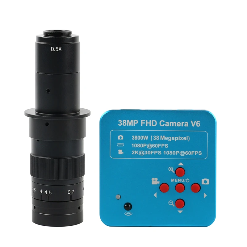 with 180x lens 38MP 1080P 60FPS 2K HDMI USB промышленный электронный цифровой видео микроскоп камера TF видео рекордер+ 180X 300X 100X C крепление объектива - Цвет: with 180x lens