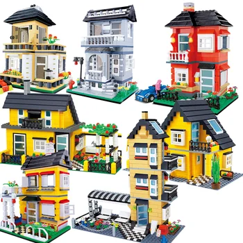 

City house architecture Super Villa and Cottage Creator set model building blocks Girls Friends Kid Toy for Children Educational