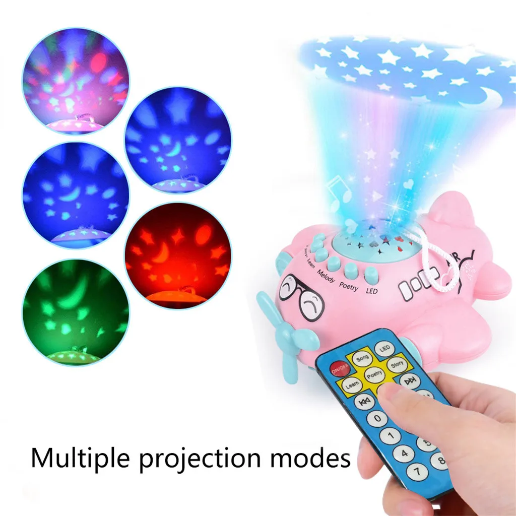 Детское образование звездное небо проекционный сюжет машина маленький самолет музыкальная игрушка Музыка Звезды самолет пульт дистанционного управления детские игрушки