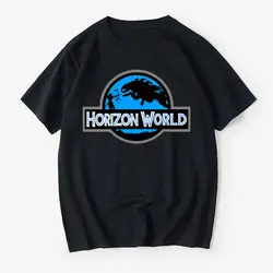 Футболка с принтом "Мир Юрского периода", Потрясающая Летняя футболка с принтом Horizon Zero Dawn, футболка Horizon Zero Dawn, Мужская футболка с коротким
