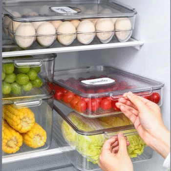 

Transparent Freshness Box Kitchen Refrigerator Refrigeration Fruit Container & Vegetable Egg Storage Box-Superimposed Storage Bo