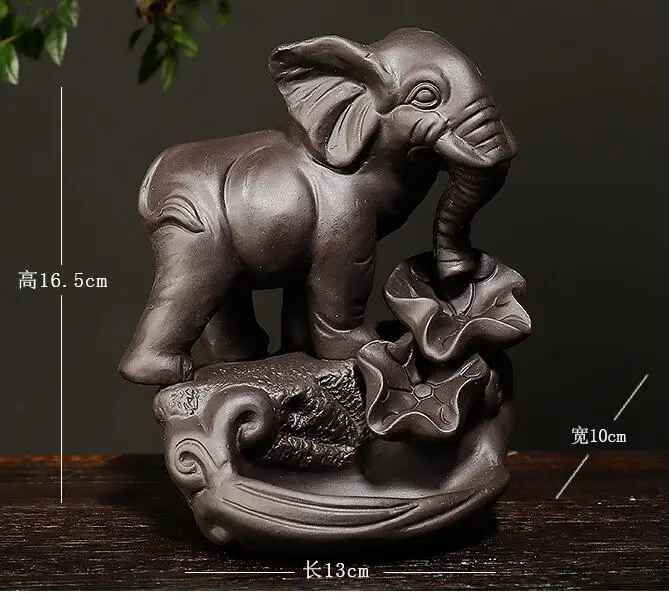 Elephant Backflow Incense Burner Smoke Waterfall Incense Holder Aromatherapy Furnace Mountain River Handicraft Incense Holder