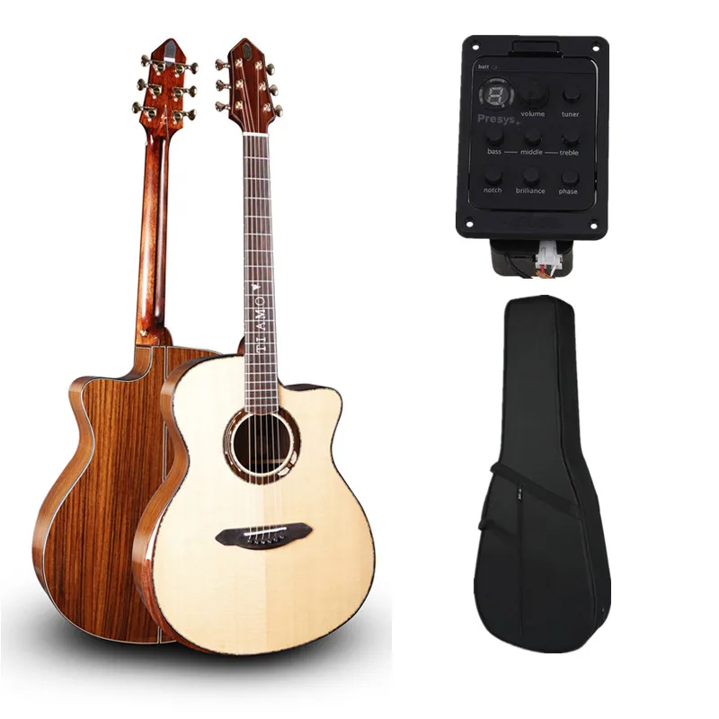 Finlay Tiamo T-JB160CE, твердая Джамбо гитара+ пикап+ жесткий чехол, 4" гитара с твердой еловой верхней частью/ламинированный корпус из палисандра