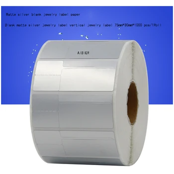 

AIBIER Blank jewelry label waterproof label 75*30mm 1000pcs/1Roll Thermal transfer PET barcode Labels adhesive printed sticker