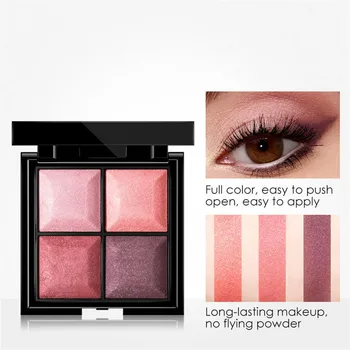 

Eyeshadow Palette Makeup Cosmetics Diamond Glitter Metallic 4 Color Nude Creamy Pigmented Professional Mini Shadow Kit