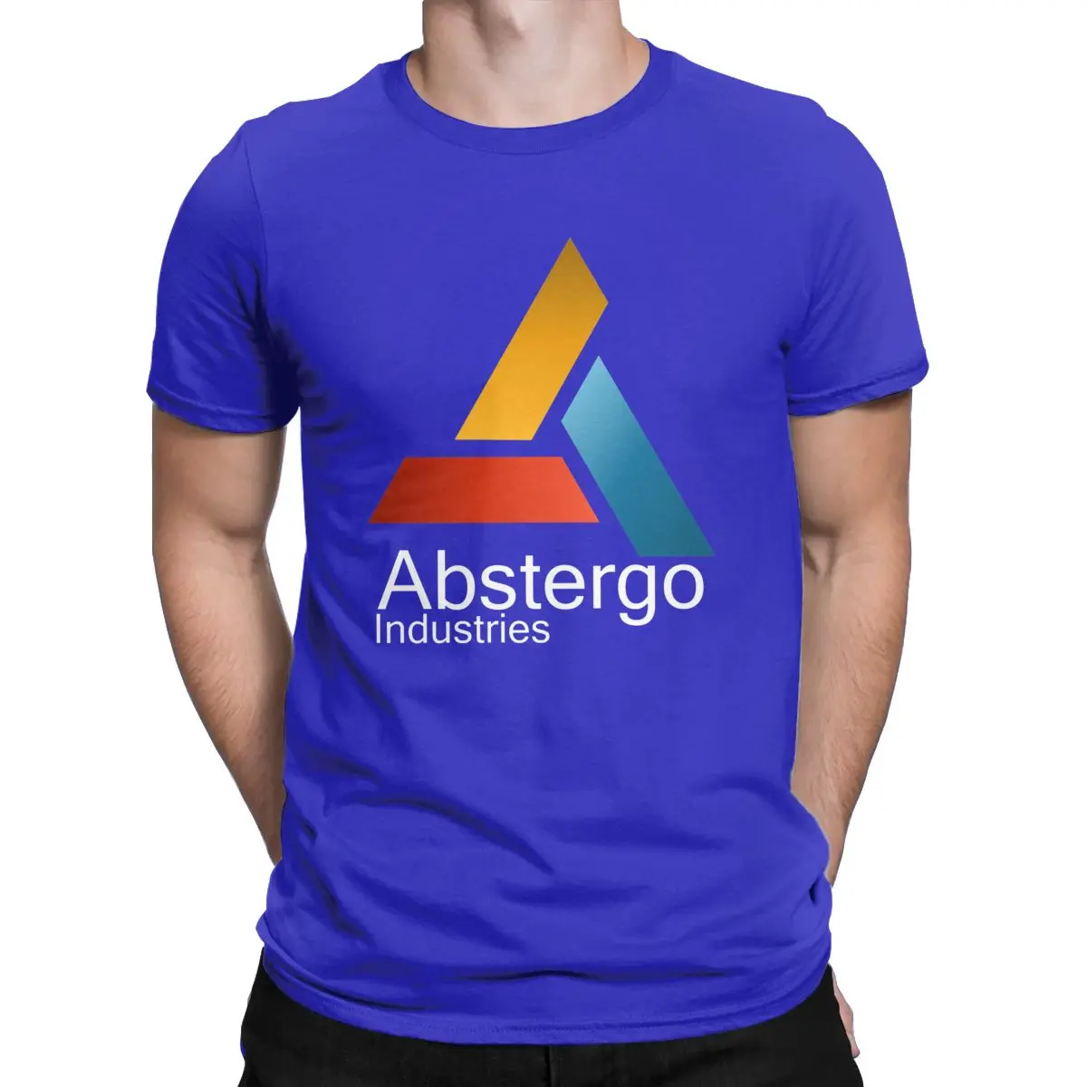 Мужская футболка Abstergo Industries, новинка, хлопковые футболки с коротким рукавом, Готическая игра Assassins Creed, футболка с круглым вырезом, одежда с принтом - Цвет: Синий