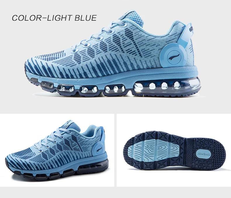 Light Blue ONEMIX беговые кроссовки для женщин с сетчатым верхом, с воздушной подушкой, спортивные кроссовки, спортивная Уличная обувь, Прогулочные кроссовки - Цвет: Light Blue