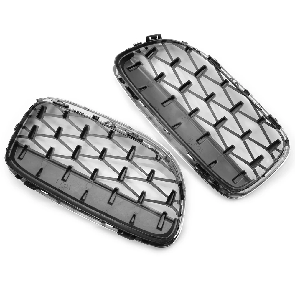 VODOOL Left Right Chromed Diamond Kidney Grille Grill for BMW E90 E91 3 Series Facelift Double Slat Sport Style Gloss Black