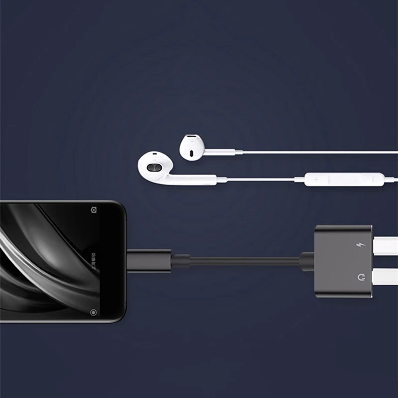 Сплиттер для наушников 2 в 1 TypeC адаптер для samsung Note10+ Note10 A90 A80 A60 зарядка 3,5 мм разъем аудио AUX адаптер