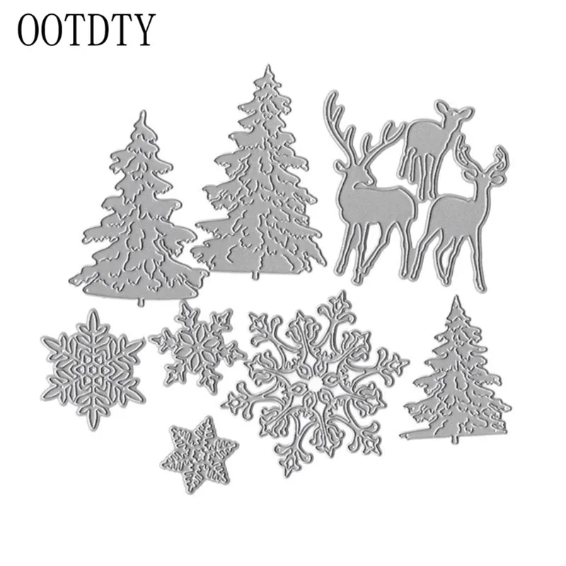 

Christmas Tree Snowflake Deer Metal Cutting Dies Stencil DIY Scrapbooking Album Stamp Paper Card Embossing Crafts Decor
