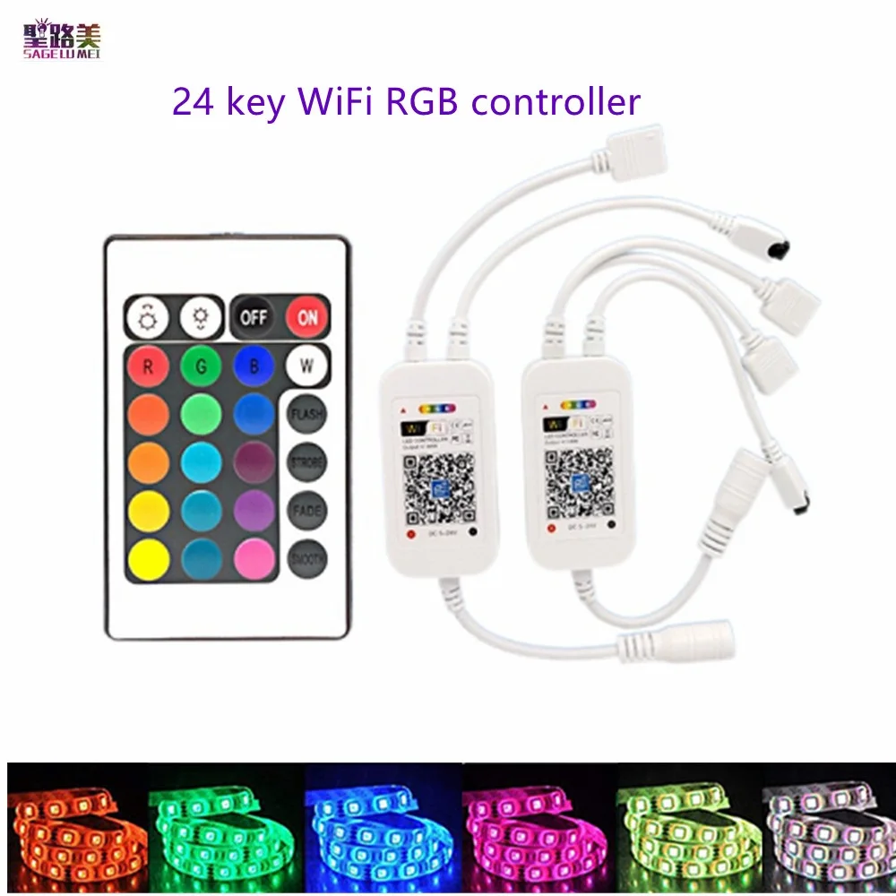 Magic Home WiFi RGB controller seven color voice intelligent Contoller 4 Pin With IR 24Key Remote for LED Strip Light 5-24V | Лампы и