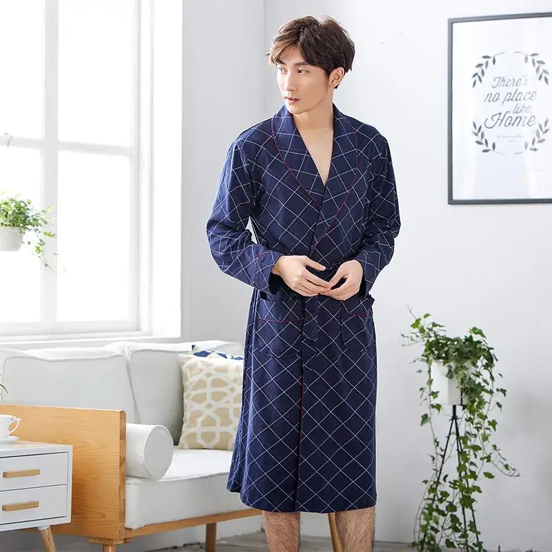 Хлопковый материал кимоно мужские s халат мужские s Pijama Gawn 1299 - Color: Model 2