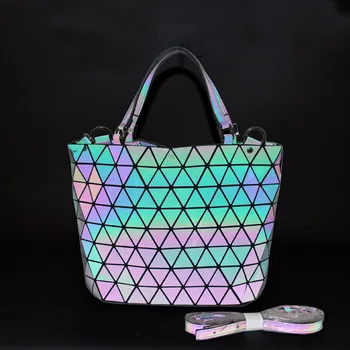 

2020 New Night Luminous Color Changing Women's Handbags Diamond Geometric Shoulder Bags Removable Shoulder Strap Bag Tote Bags