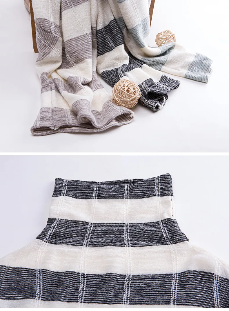 XJXKS Fashion striped women turtleneck sweater autumn winter new comfortable wool knitted sweater women pullover