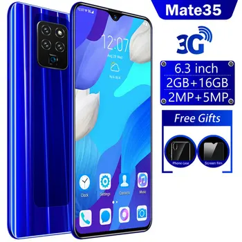 

Mate35 6.3 inch Android smart phone 2+ 16g Water drop screen 3D glass back cover Memory card dual card dual standby