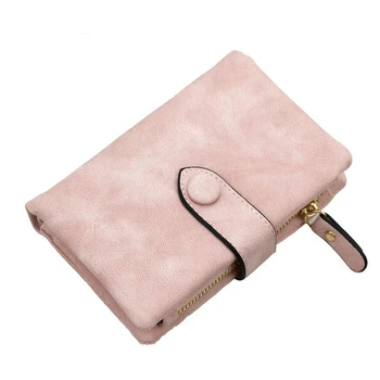 

Wallet For Women Trifold Small Female Purse Scrub Leather Women Wallet Short Soild Zipper Coin Purse Card Holders