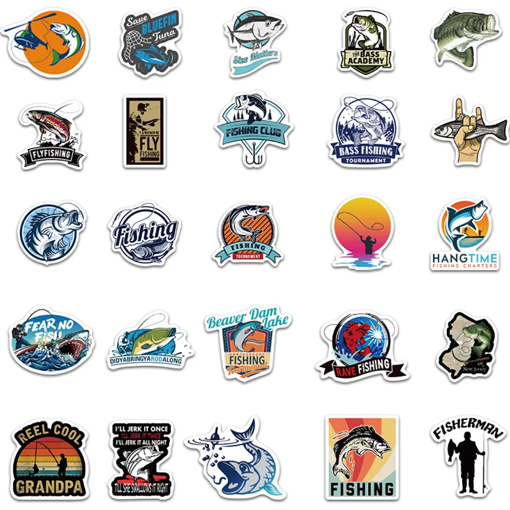 50 шт. наклейки для рыбалки на открытом воздухе водостойкая наклейка DIY ноутбука