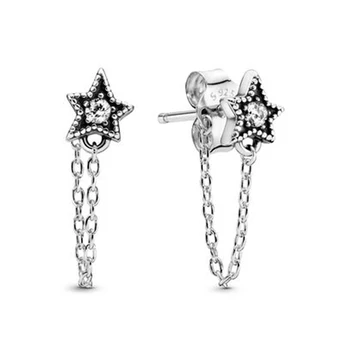

Authentic 925 Sterling Silver Celestial Stars Europe Stud Earrings For Original Women Bead Charm Gift DIY Jewelry