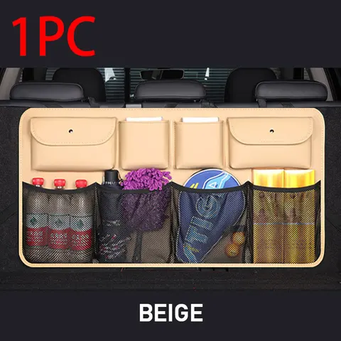 Leather Car Trunk Organizer Bag Rear Seat Back Storage Box Automobiles Interior Goods Universal Auto Trunk Organizer 8 Pocket