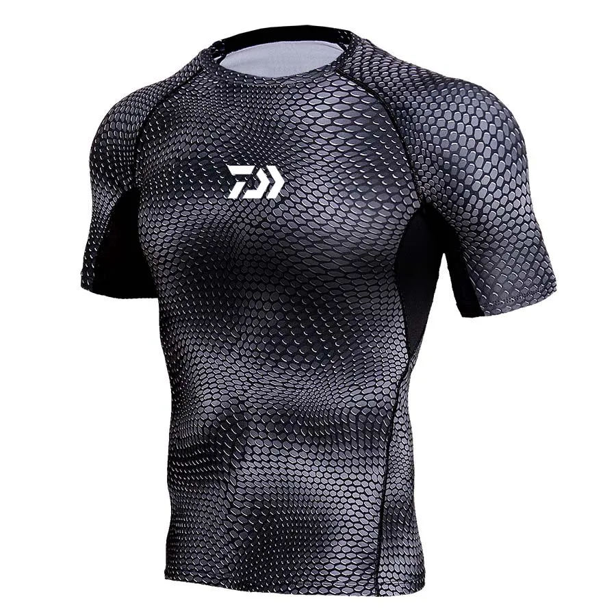 DAIWA Fishing Jerseys Sport Shirts Base Layer Thermal Shirt Rashgarda Short Sleeves Quick Drying Training Top Clothes | Спорт и