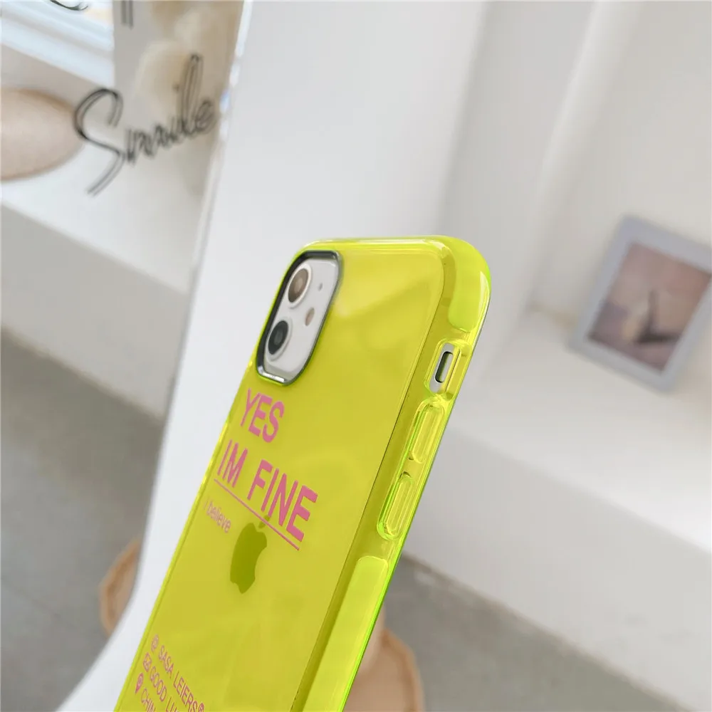 Флуоресцентный цветной чехол для телефона с надписью iPhone 11 Pro Max XR X XS 7 8 Plus