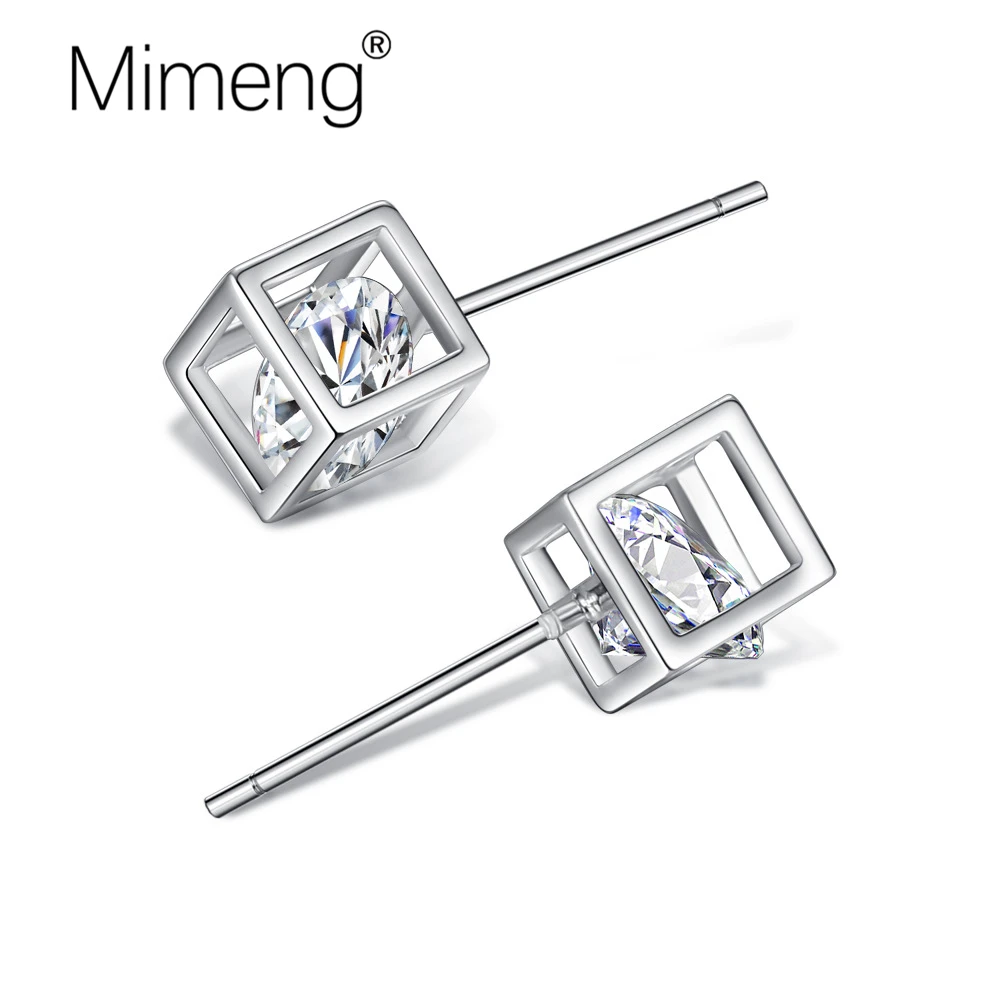 Mimeng индивидуальные серьги женские квадратные металлические с AAA класса циркония
