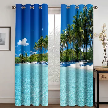 

Maldives Landscape Printing Curtain Is Suitable for Living Room, Bedroom, Kitchen, Home Decoration Adult Children Curtain,