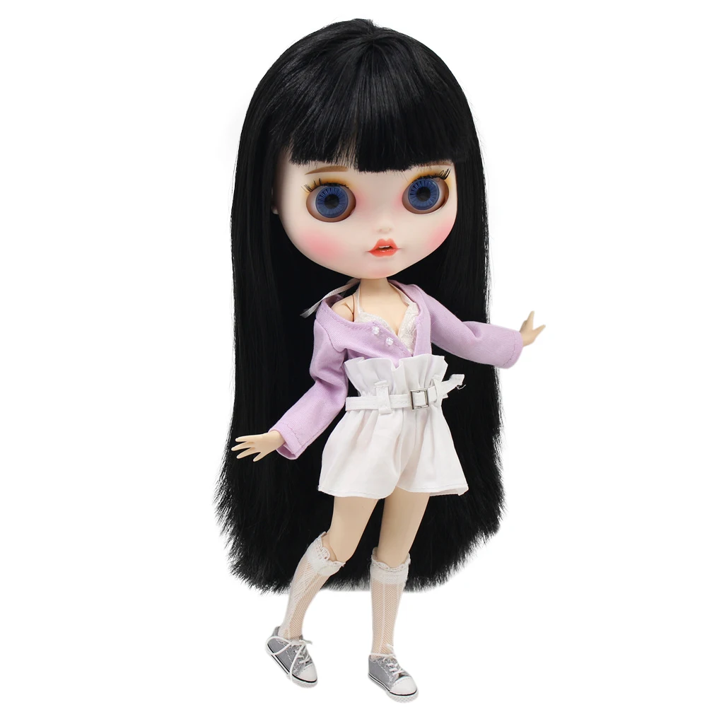 Кукла Blyth ICY DBS № BL117 черные волосы резные губы пузырьки рот матовое