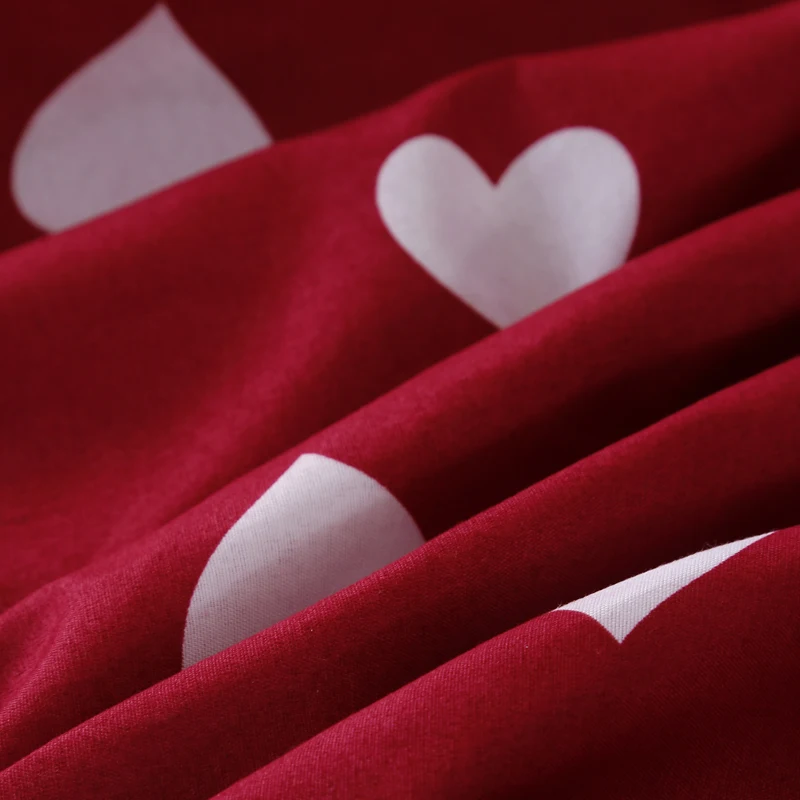 3D модные комплекты постельного белья для девочек и взрослых, подростковое постельное белье с узором в виде красного сердца, модное одеяло, наволочка, простыня, размер King queen