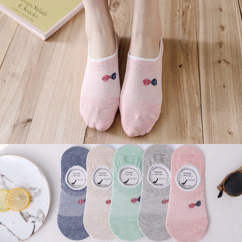 Fast Shipping 2020 New Arrival 5 Pairs Slipper Invisible Solid Women's Short Socks Cotton No Show Socks For Women